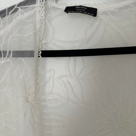 Bershka White Floral Cover Up NWOT - Picture 2 of 5